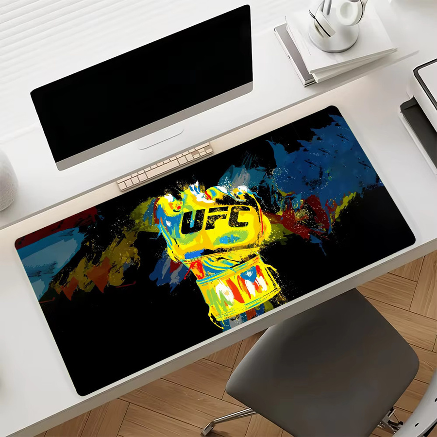 U-UFC Boxing Match Mauspad Multicolor, große rutschfeste und wasserdichte Gaming-Matte mit genähtem Rand als Tastaturunterlage für Gaming und Büro - Bild 4