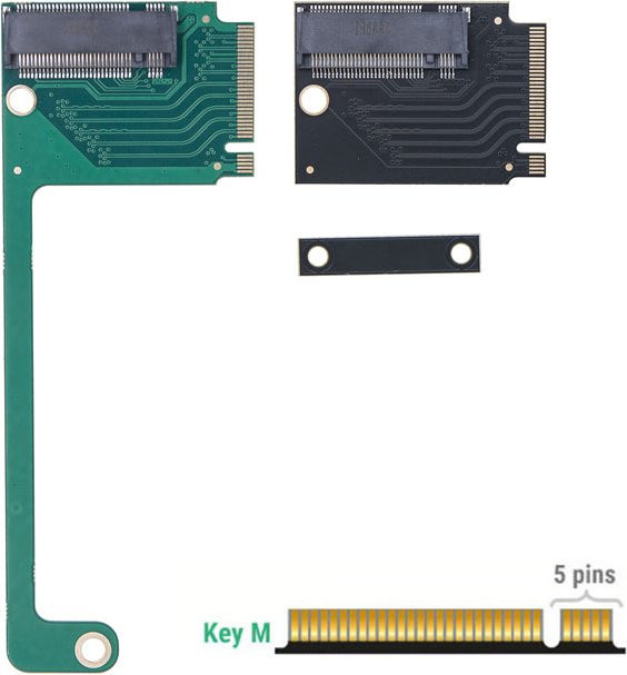 Asus ROG Ally NVMe M.2 Adapter 2230 auf 2280 PCIe 4.0 M-Key 90 Grad Konverter Board - Bild 1