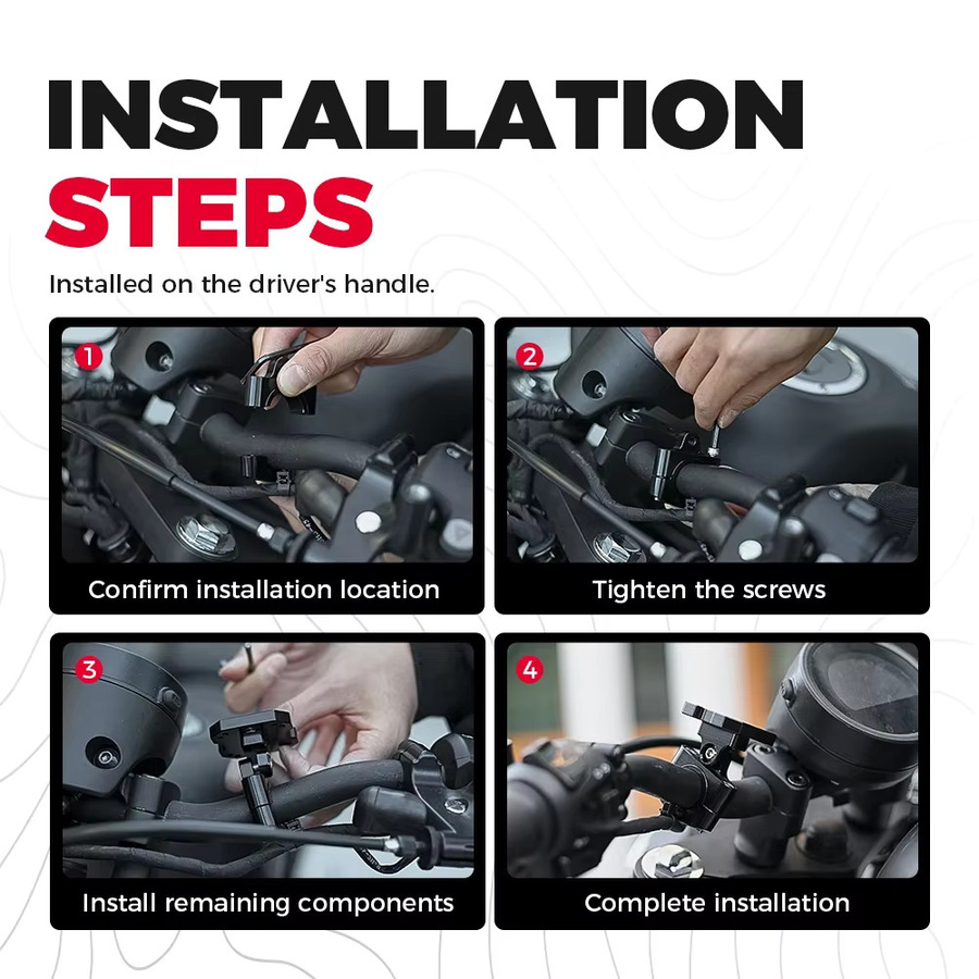 KEMITOUR Universal Motorrad GPS Halterung für Lenker 12mm bis 32mm in Schwarz - Bild 6