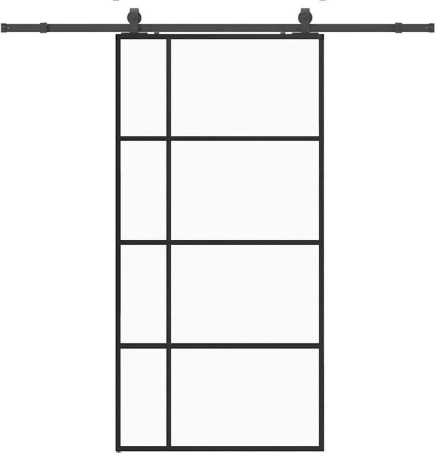 vidaXL Schiebetür aus ESG-Glas in Schwarz mit Beschlag, Breite: 102,5 cm, Höhe: 205 cm - Bild 1