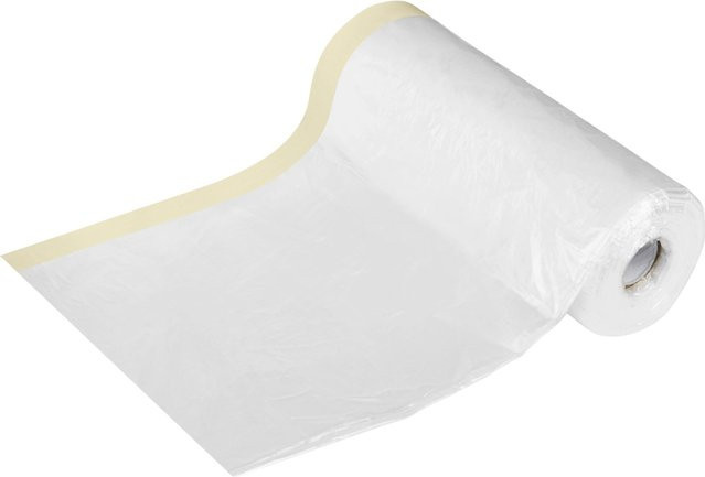 LUX-TOOLS 2-in-1 Kreppband und Folie, Weiß und Transparent, Breite: 1,4 m, Länge: 33 m - Bild 1