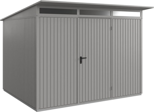 Hörmann Gerätehaus Trend mit Pultdach und Einzeltür in Graualuminium, Metall, B/H/T: 302,8 x 232,3 x 238 cm - Bild 1