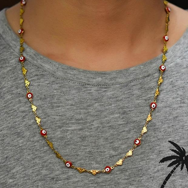 Halskette Edelstahl, Gold, Perlen, Anhänger, Damen, 51 cm - Bild 1