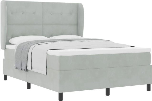 vidaXL Boxspringbett mit Matratze und Taschenfederkern in Hellgrau, B/T: 160 x 200 cm - Bild 1