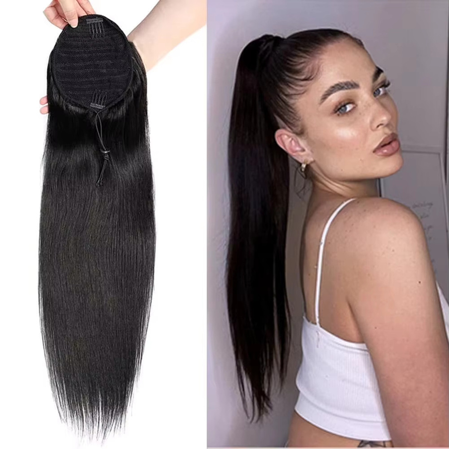 Dula A Hair Clip-in-Pferdeschwanz, Remy-Echthaar, schwarz, glatt - Bild 7