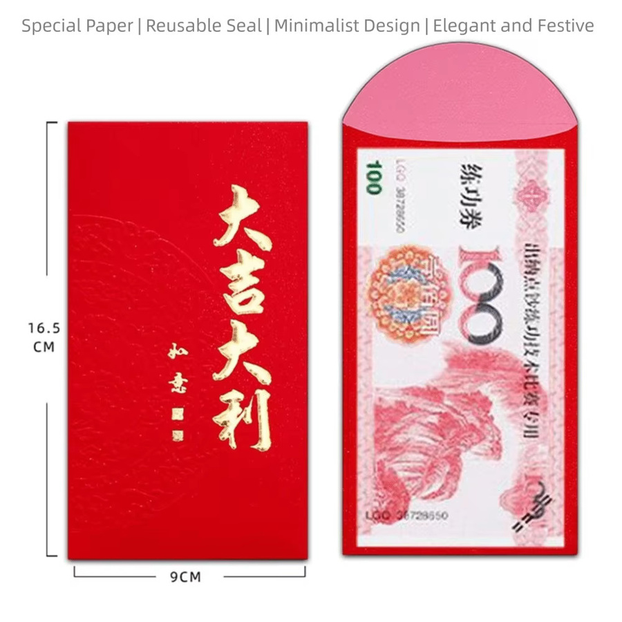 10 Stück Rote Umschläge im chinesischen Stil mit Goldfolien-Design für Neujahrssegen und Bargeld in Rot und Gold - Bild 5