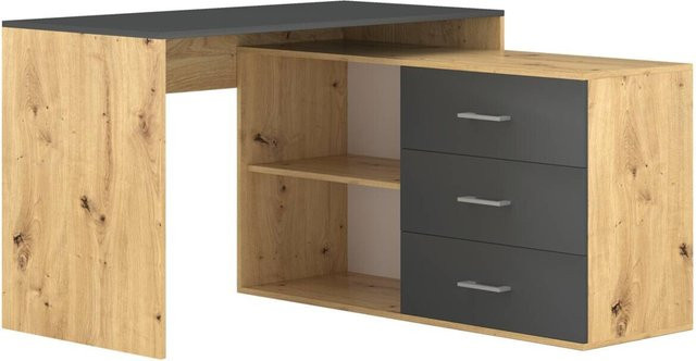 Schreibtisch KURT von WIPMEB in Eiche Artisan Nachbildung, Anthrazit und Braun, mit Schubladenelement, B/H/T: 120 x 75,4 x 122 cm - Bild 1