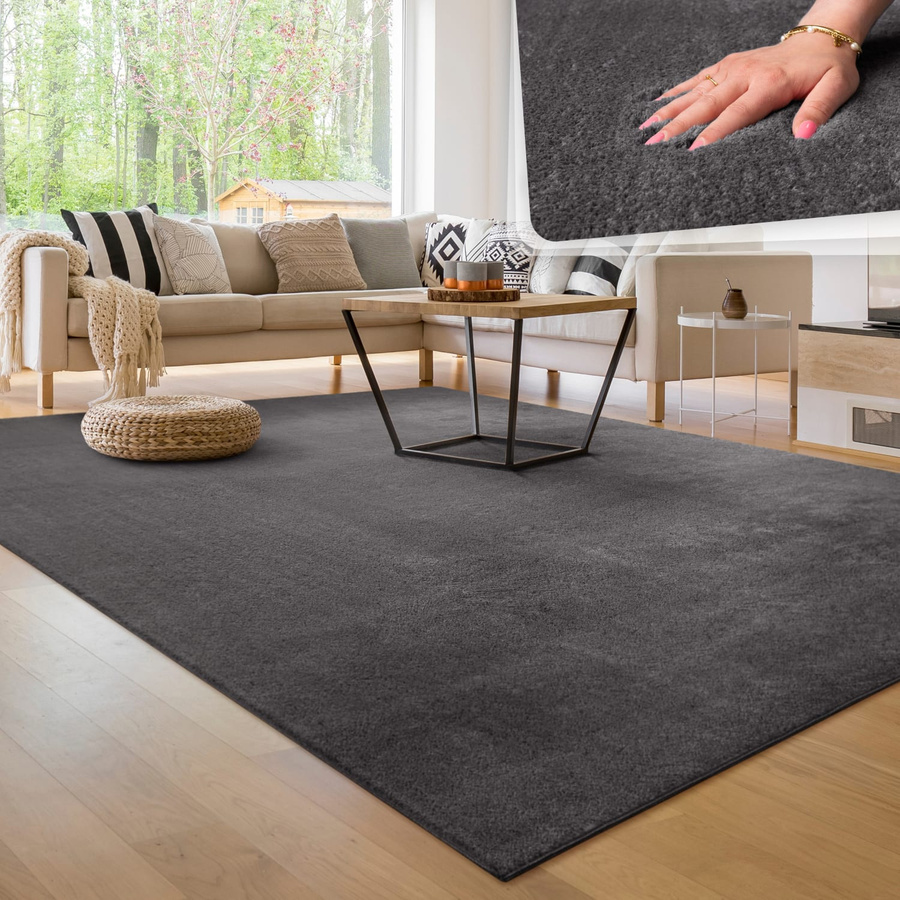 Teppich Calissa anthrazit, pflegeleicht, rutschfest und fußbodenheizungsgeeignet, B/T: 160 x 220 cm - Bild 3