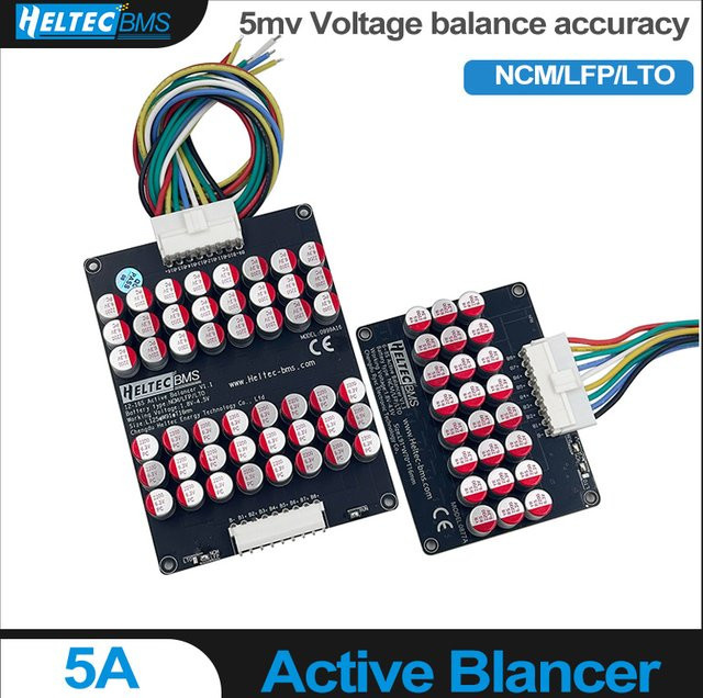 Heltecbms Aktiver Equalizer Balancer 5A mit Energiekondensator für LiFePO4, LiPo und LTO Batterien, Farbe: Schwarz - Bild 1