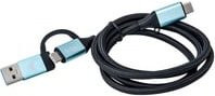 i-tec USB-C auf USB-C Kabel mit integriertem USB 3.0 Adapter und PD-Unterstützung in Schwarz und Blau - Bild 1