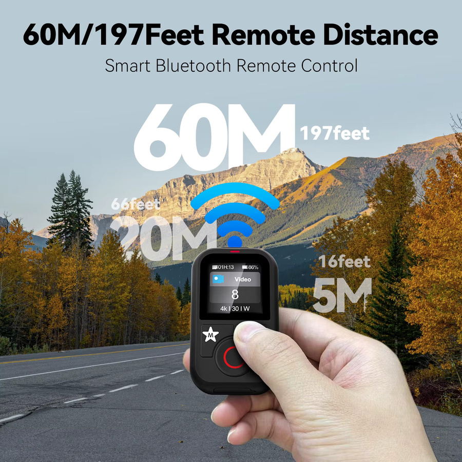 TELESIN Wasserdichte Bluetooth-Fernbedienung für GoPro Hero 13 12 11 10 9 8 Max in Schwarz mit Handschlaufe - Bild 2