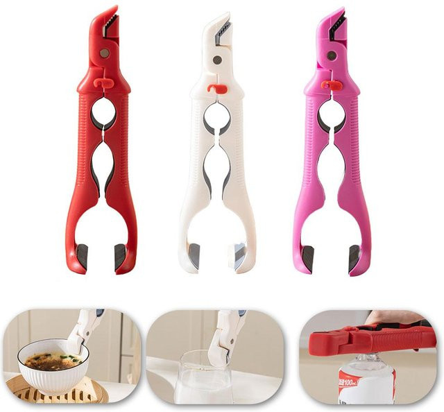 KITPIPI 2er-Set Silikon Griff Clip, hitzebeständiger 3-in-1 Pfannengriff und Flaschenöffner, Rot - Bild 1