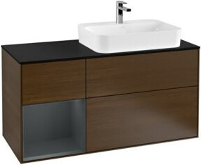 V&B Waschtischunterschrank Finion mit Wandbeleuchtung, Breite: 120 cm, Tiefe: 50,1 cm, Höhe: 50,1 cm, lackiert, walnuss veneziano - Bild 1