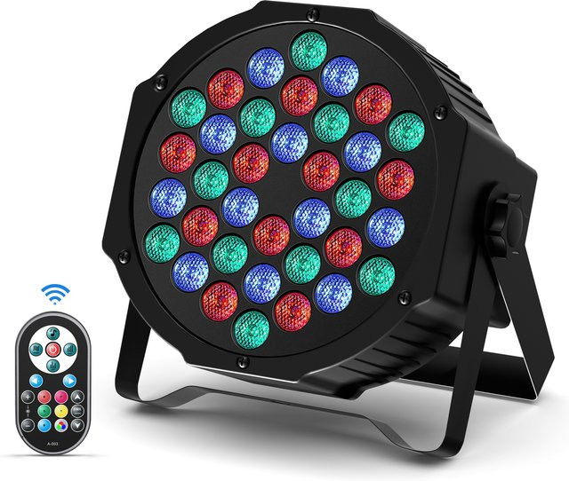 U'king RGB LED Par Lights Set mit 36 LEDs, DMX512, Fernbedienung und Sound-Aktivierung, Schwarz - Bild 1