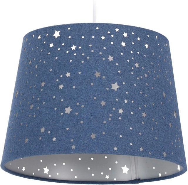 Relaxdays Kinderzimmerlampe aus Stoff in Blau mit Sternen, H: 122 cm, B: 27 cm - Bild 1