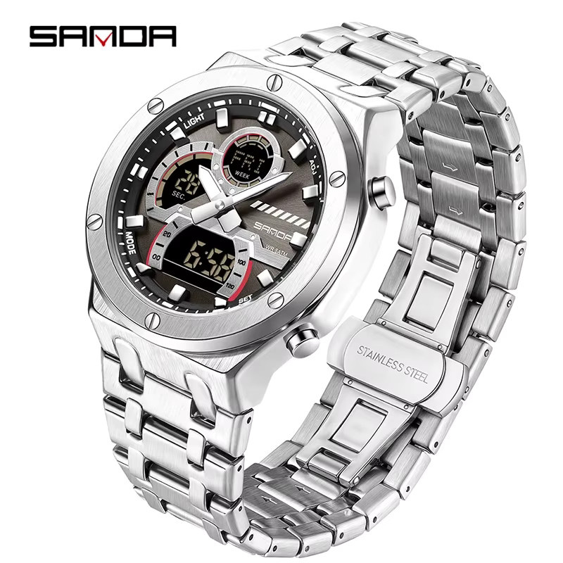 SANDA Chronograph Armbanduhr, Quarz, Edelstahl, Herren - Bild 4