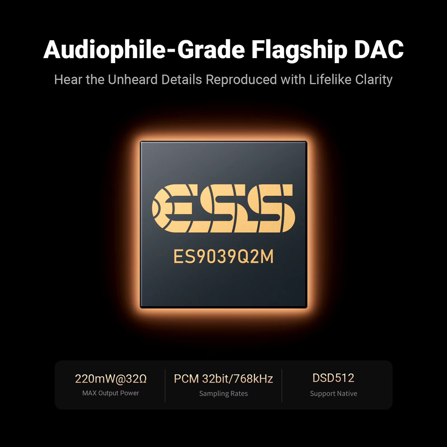 Fosi Audio Tragbarer HIFI-Kopfhörerverstärker DAC mit XMOS XU316, DSD512 Unterstützung, 4,4mm Balanced und 3,5mm Klinke, Schwarz - Bild 2