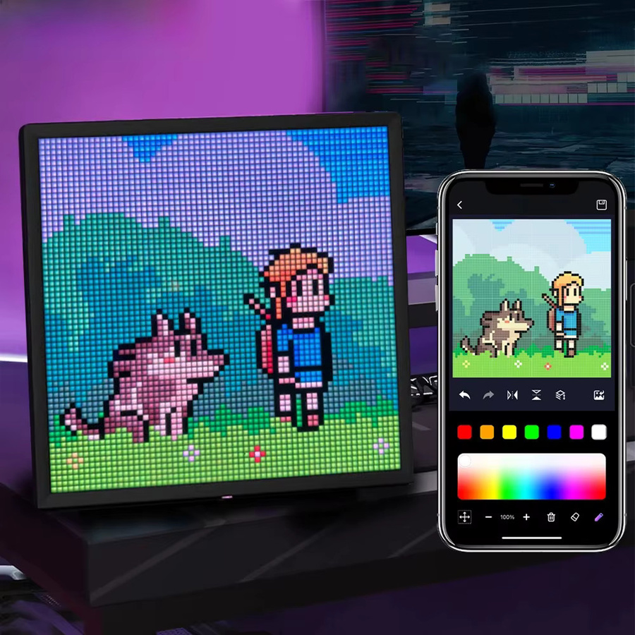 Programmierbares RGB-LED-Pixel-Display mit Bluetooth-App-Steuerung, 64 x 64 RGB-LED-Matrix-Panel in Schwarz - Bild 1