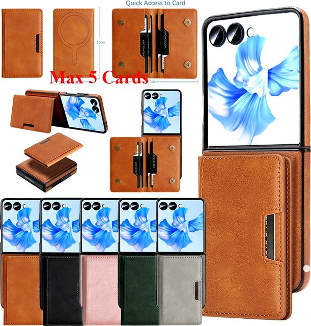 2-in-1 Magnetische Ledertasche für Samsung Galaxy Z Flip 7 6 5 4 3 mit Kartenhalter und Ständer in Pink - Bild 1