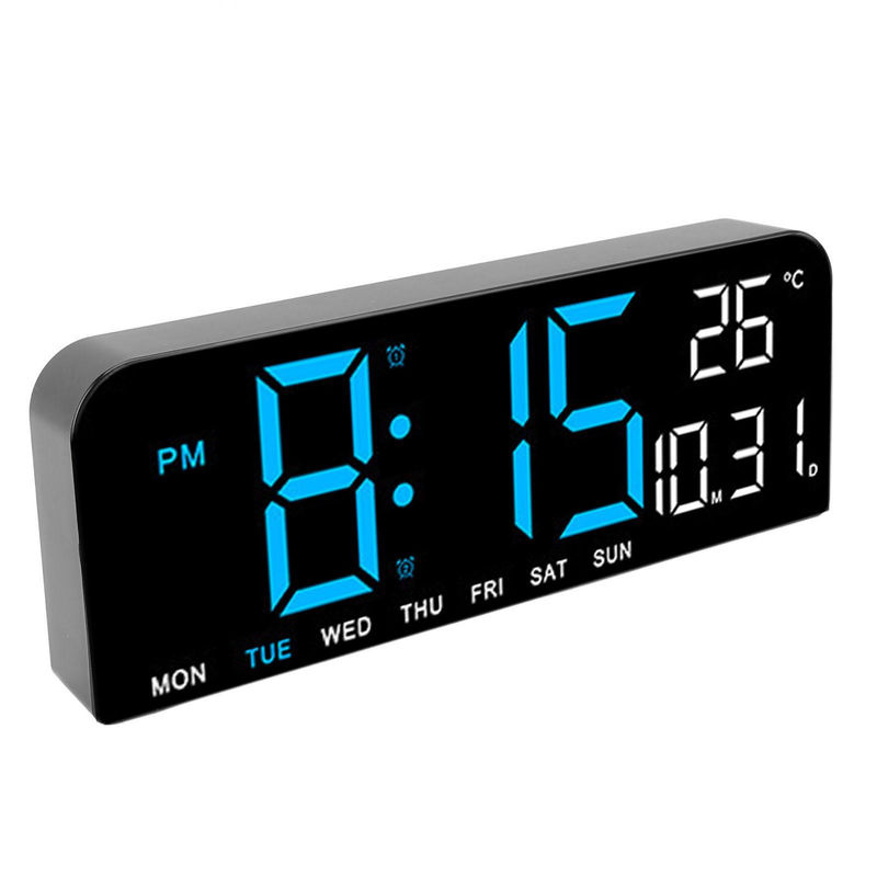 Tooarts Digitaler Wecker mit LED-Display, Wanduhr und Schreibtischuhr in Schwarz mit Temperatur-, Datums- und Wochenanzeige - Bild 8