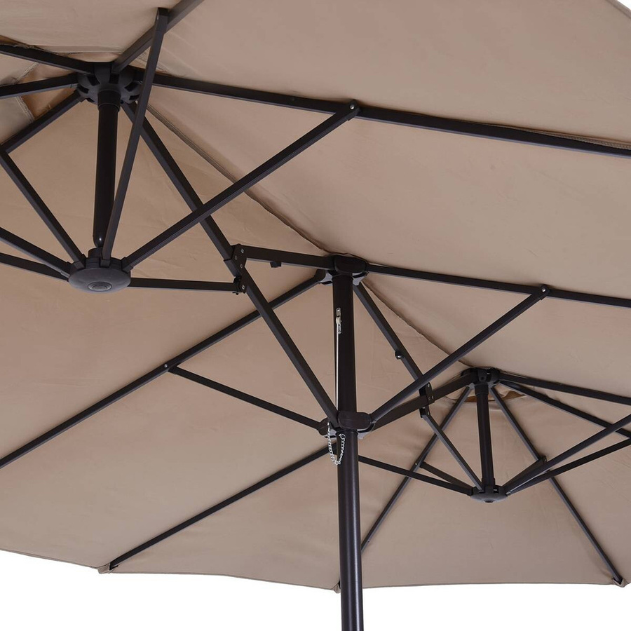 Outsunny Marktschirm Café in Braun aus Stahl und Polyester, B: 270 cm, H: 240 cm, L: 460 cm - Bild 3