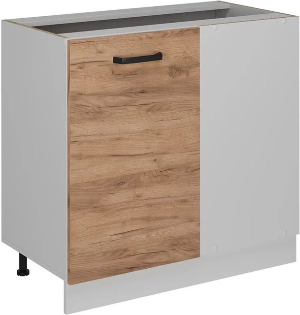 Vicco Eckunterschrank R-Line Goldkraft Eiche, moderne Küchen Eck-Unterschrank mit Scharniertüren, Farbe Eiche, H: 86 cm, B: 81,6 cm, T: 46 cm - Bild 1