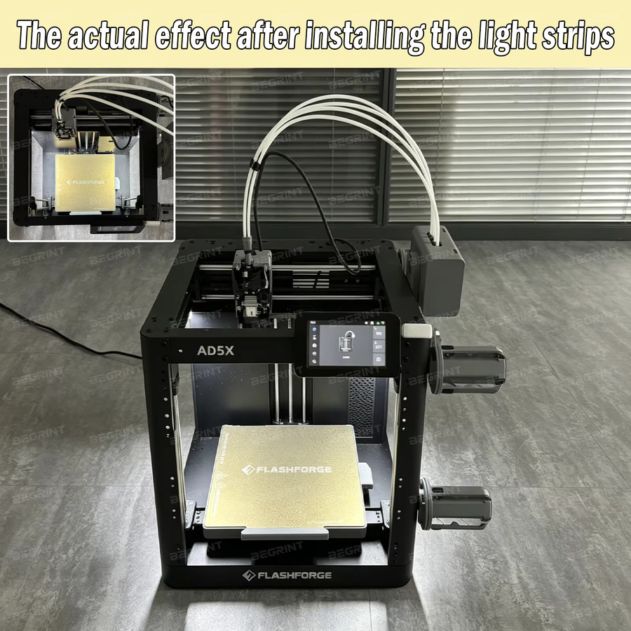 Sirol 24V LED Doppel-Lichtleiste in Schwarz für Flashforge Adventurer 5M, AD5M, AD5M Pro und AD5X 3D-Drucker - Bild 2
