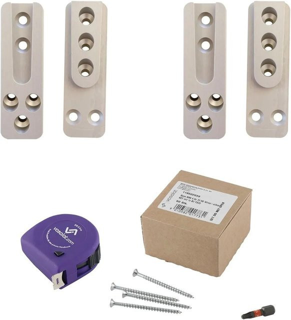 vasalat Set HVP Schwerlastverbinder aus Aluminium in Silber mit Spax T-Star Plus Schrauben und TX20 Bit, Maße: B: 80 mm, H: 25 mm, T: 12 mm - Bild 1