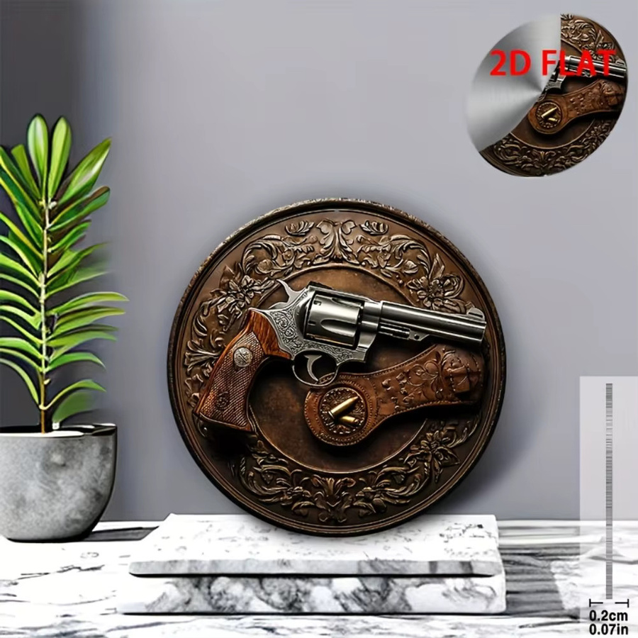Potdemiel Vintage-Revolver- und Lederholster-Nachbildung mit floralem Design aus Metall - Bild 3