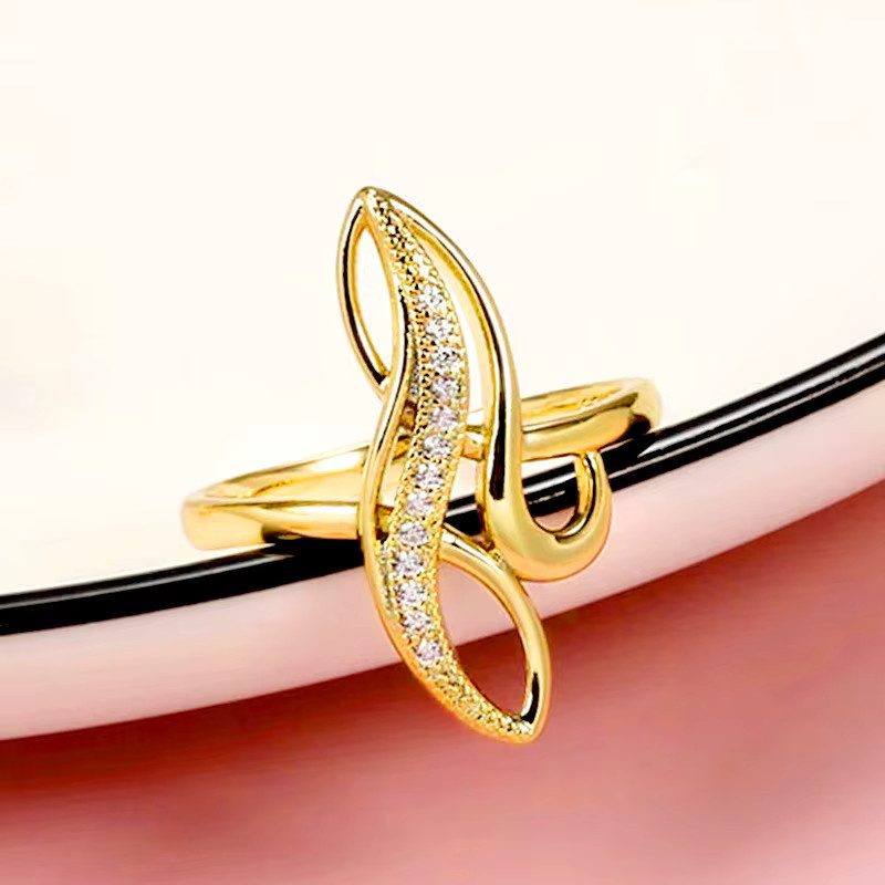 Huitan Ring, Gold, Zirkonia, Damen, Verlobung - Bild 2