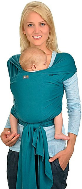 Hoppediz Babytragetuch Stretchy Wrap aus Baumwolle in Blau und Petrol - Bild 1