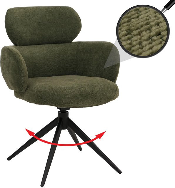 MCW Esszimmerstuhl O77 Polsterstuhl mit Auto-Return Funktion in Olivgrün aus Chenille Stoff mit Öko-Tex Standard - Bild 1