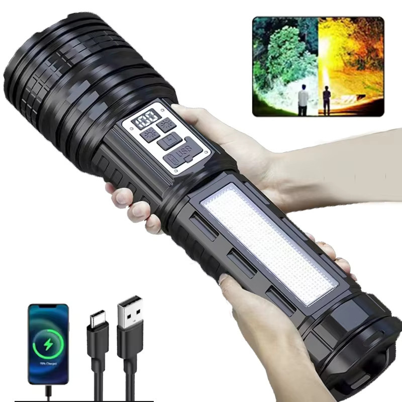 Mikenoon Hochleistungs-LED-Taschenlampe in Schwarz mit wiederaufladbarem Akku für den Außenbereich - Bild 7