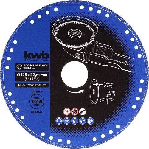 kwb Diamanttrennscheibe für Metall in Blau, Durchmesser: 125 mm, Bohrungs-Ø: 22,23 mm - Bild 1