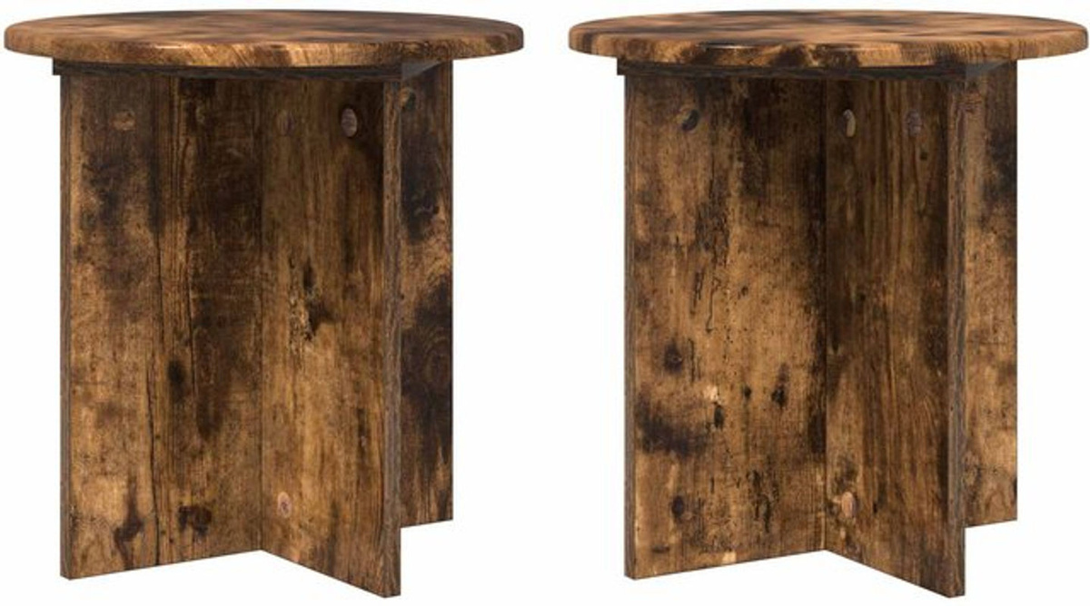 2er-Set Pflanzenständer aus Holz in Geräucherte Eiche von vidaXL, quadratisch und modern, B/T/H: 40 x 40 x 40 cm - Bild 1