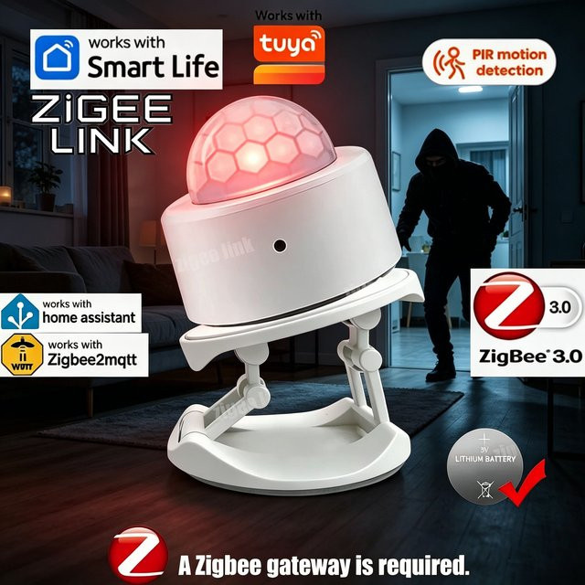 Tuya ZigBee PIR Bewegungssensor für Smart Home Sicherheit in Weiß mit Infrarot-Körpererkennung und App-Überwachung - Bild 1