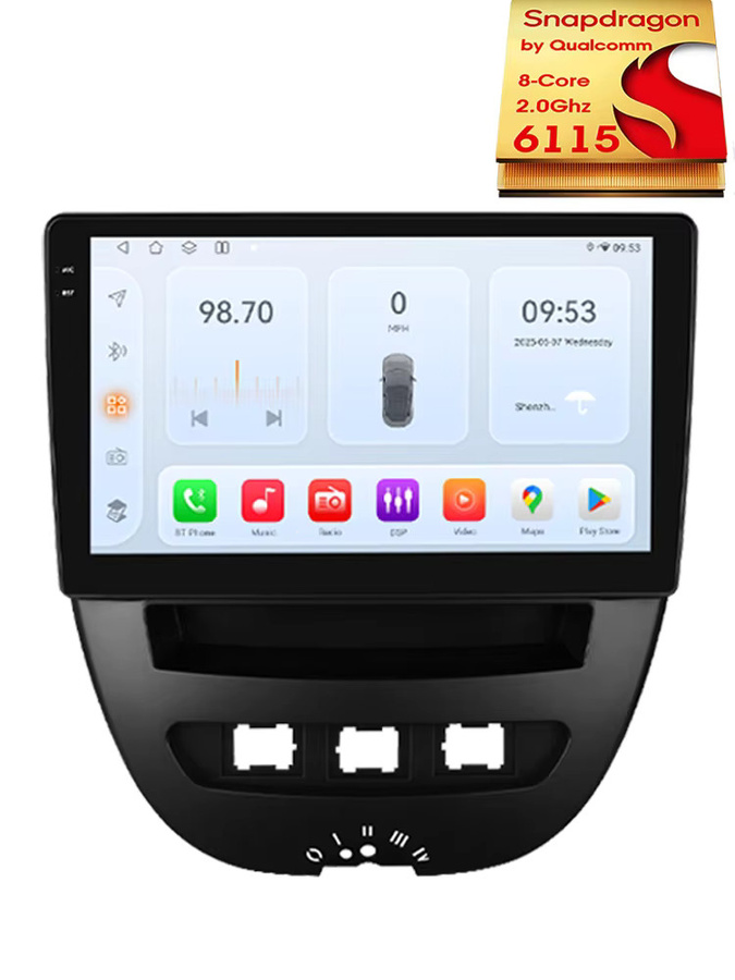 OSSURET Android Autoradio mit Carplay, 360 Kamera, GPS und 4G für Peugeot, Toyota Aygo und Citroen C1 in Schwarz - Bild 6