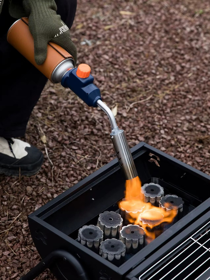 BISINNA Edelstahl Butan Gas Kanister Lötlampe mit Zünder in Blau für Outdoor, Camping und BBQ - Bild 7