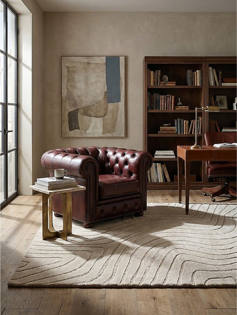 Wollteppich Kadima Design von LEVEN in Beige mit abstraktem Muster und High-Low-Effekt, B: 120 cm, T: 170 cm - Bild 1