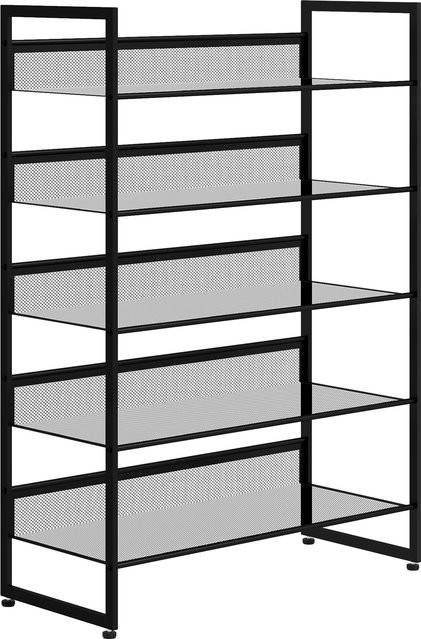 HOMCOM Schuhregal mit 5 Regalen aus Stahl in Schwarz, B/T/H: 72 x 30 x 102 cm - Bild 1