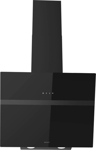 Sistant Dunstabzugshaube DH6003 Wandmontage in Schwarz mit Metall und Glas für Abluft oder Umluft, Breite: 59,6 cm - Bild 1