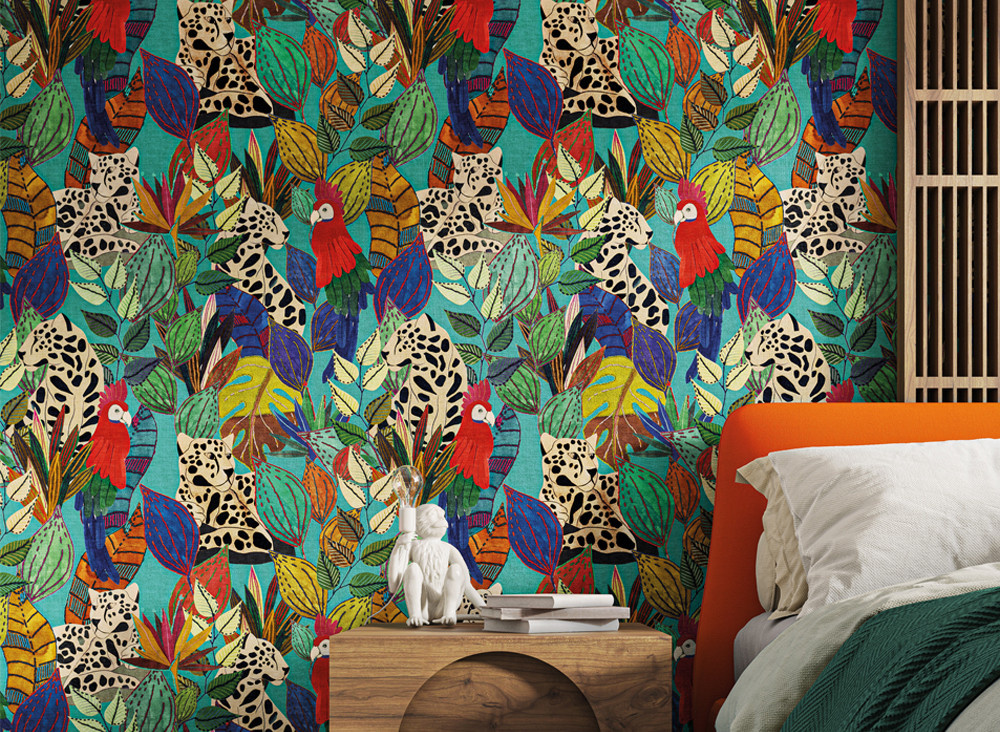 Jannelli & Volpi Tapete Giungla in Grün und Multicolour mit Natur- und Tiermotiven aus Vlies - Bild 1