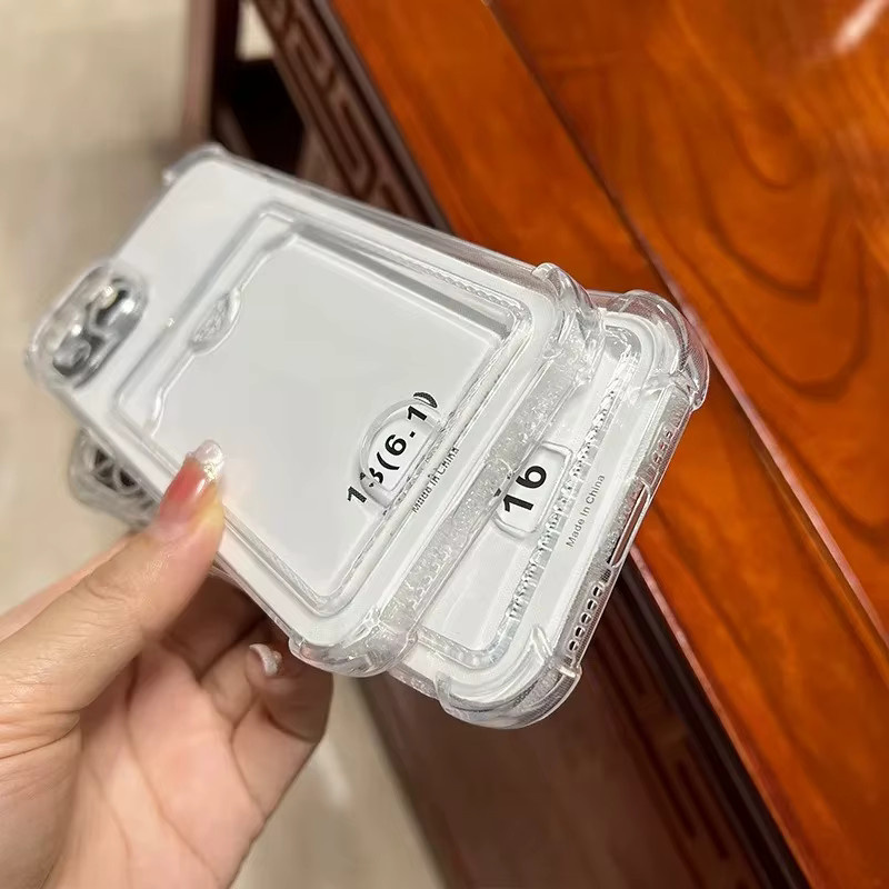 Transparente Stoßfeste Kartenhalter-Tasche für iPhone 17 16 15 14 13 12 11 Pro Max Plus XR 7 8 und 16e 17 Air - Bild 1