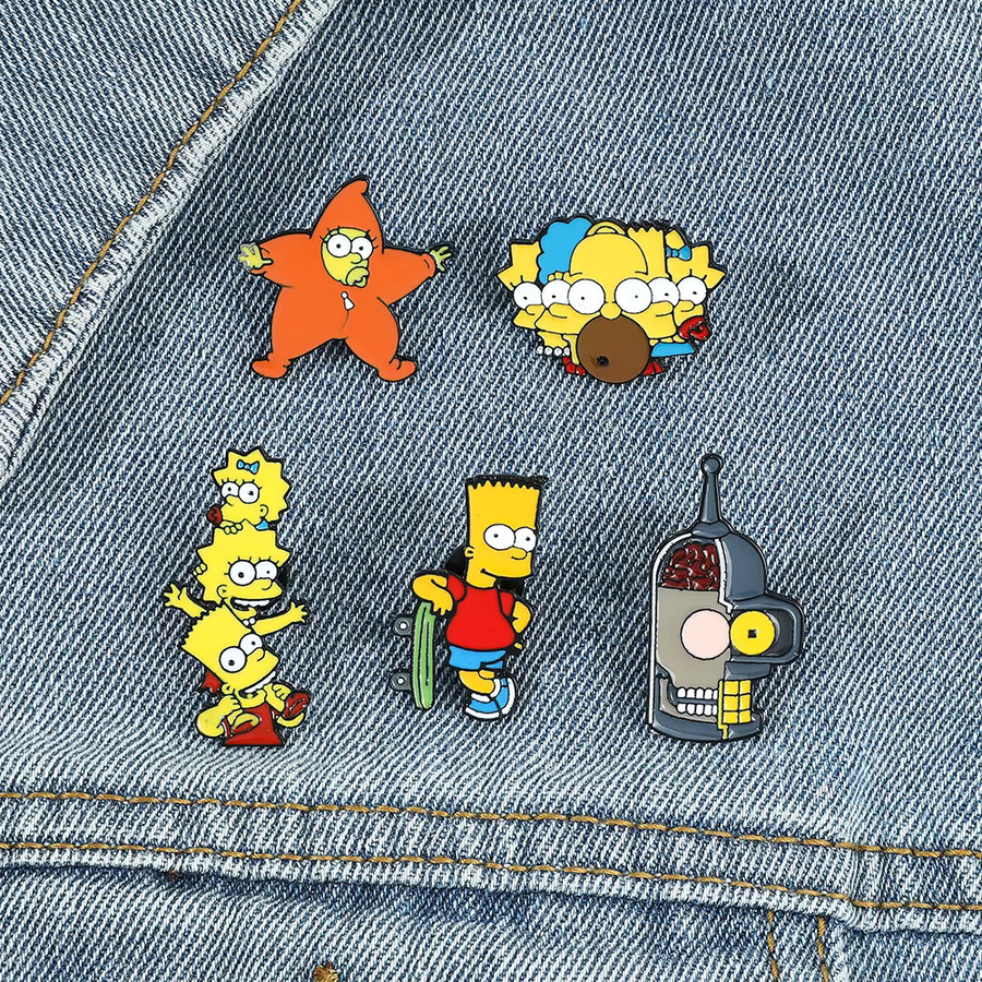 Simpsons-Familie Emaille-Pins, Western-Stil, Unisex - Bild 3