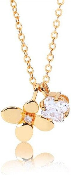 Glücksklee Anhänger Halskette, Goldfarbe, Zirkonia, Kristall, Damen - Bild 1