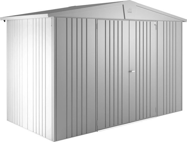 Biohort Gerätehaus Europa aus Metall in Silber Metallic mit Satteldach und Doppeltür, B/T/H: 316 x 156 x 209 cm - Bild 1