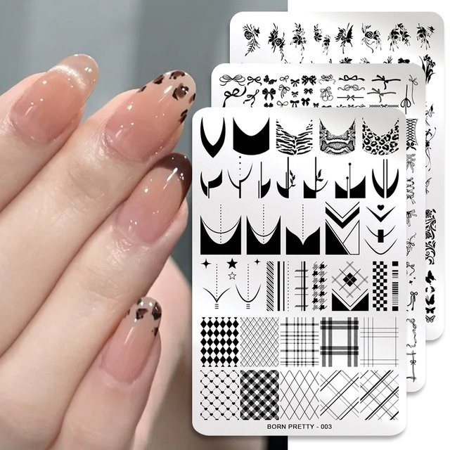 BORN PRETTY Nagelstempelplatten, Edelstahl, Leopard Geometrie Blumenbild - Bild 1
