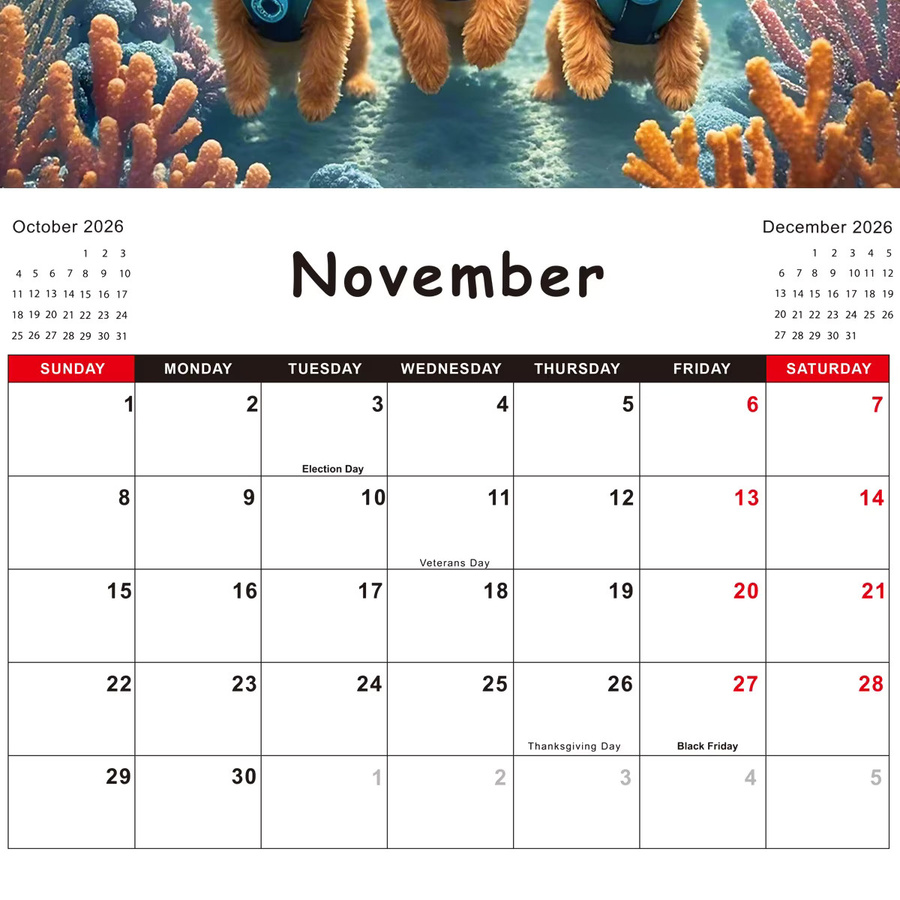 Wandkalender 2026 mit Hundemotiven als kreativer Planer für tägliche, wöchentliche und monatliche Organisation in Mehrfarbig - Bild 3