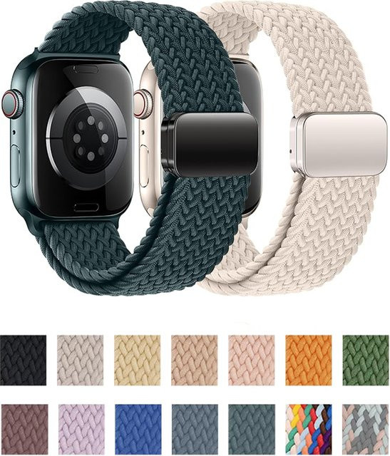 LCAPLE Uhrenarmband Nylon, geflochten, magnetisch, Weiß, Unisex - Bild 1