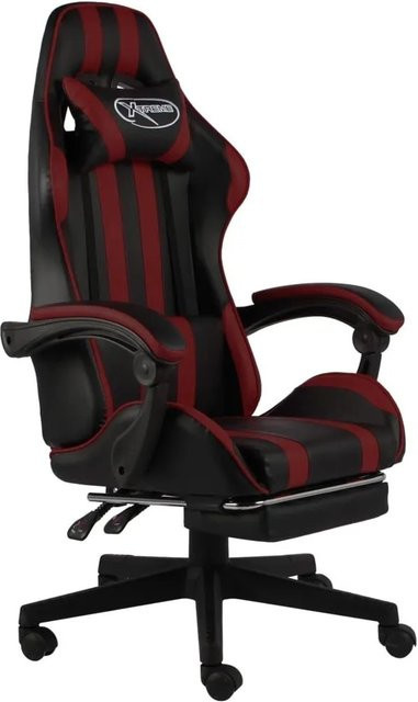 vidaXL Gaming-Stuhl mit Fußstütze aus Kunstleder in Schwarz und Weinrot - Bild 1